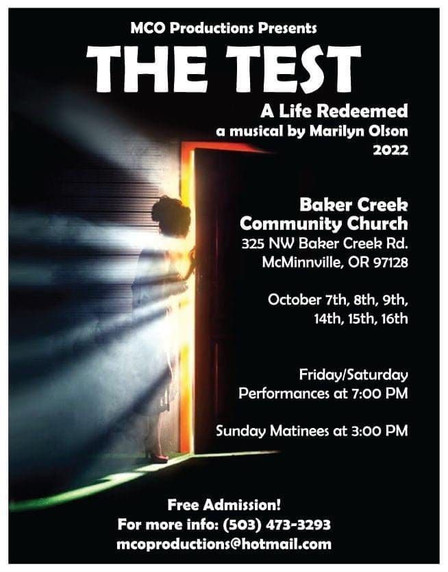 Poster for The Test, an MCO Productions musical staged in 2022