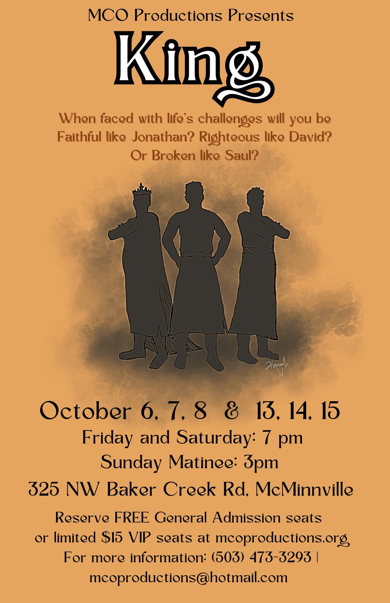 Poster for King, the story of Saul and David, an MCO Productions musical staged in October 2023