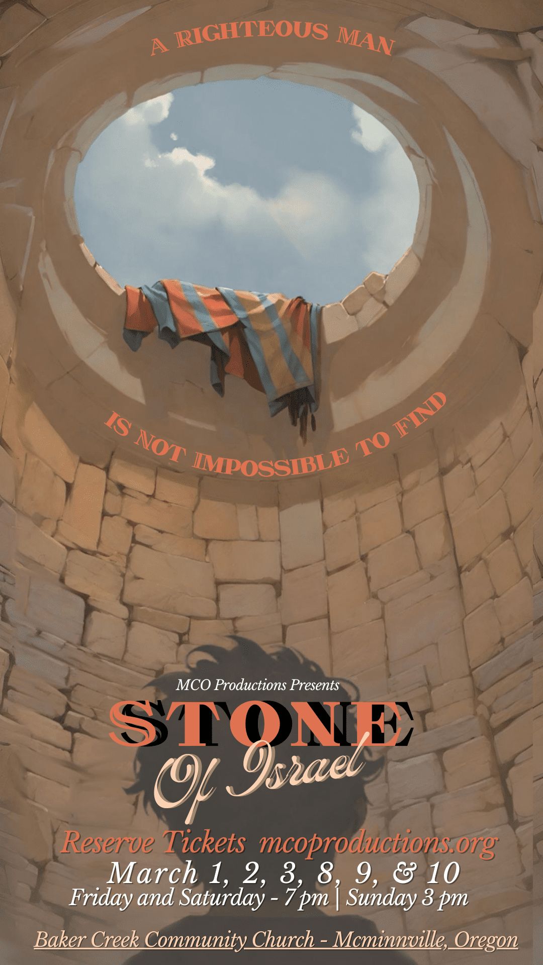 Poster for Stone of Israel, an MCO Productions musical staged in March 2024