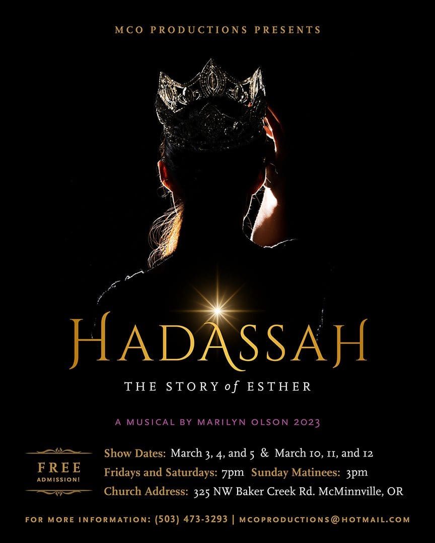 Poster for Hadassah: The Story of Esther, an MCO Productions musical staged in March 2023